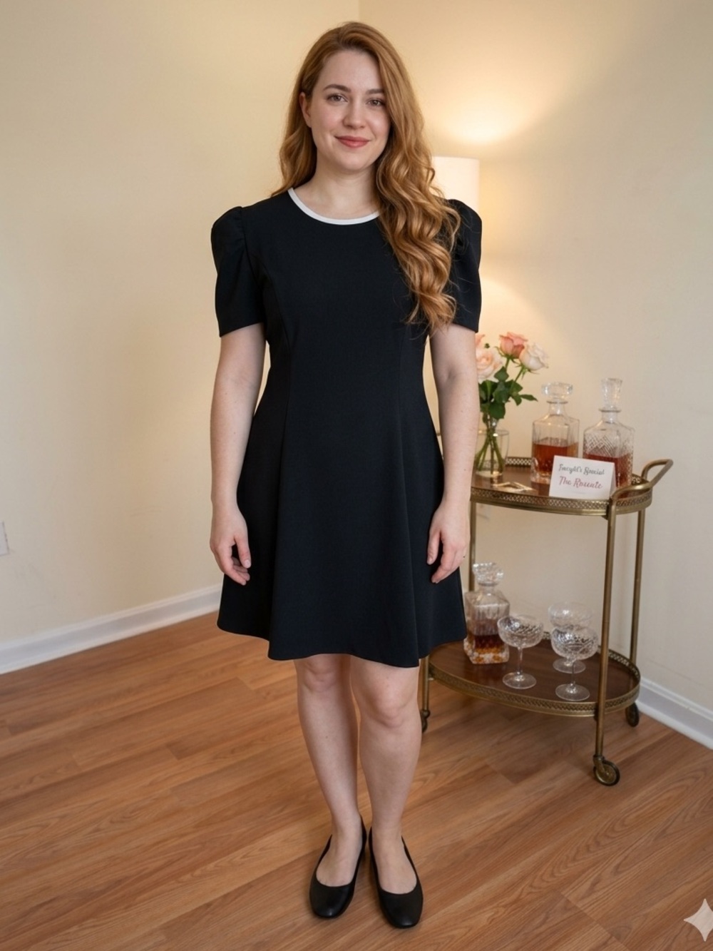 Karl Lagerfeld Scuba Crepe Sheath Dress Size 14 Black Contrast Trim Knee Length